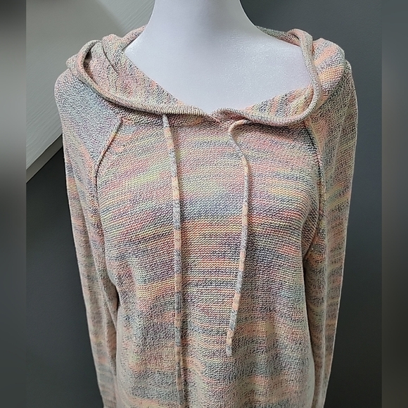 Michael Stars Tegan Space Dye Knit Cotton Hoodie Multicolor Med Comfy - Picture 3 of 7